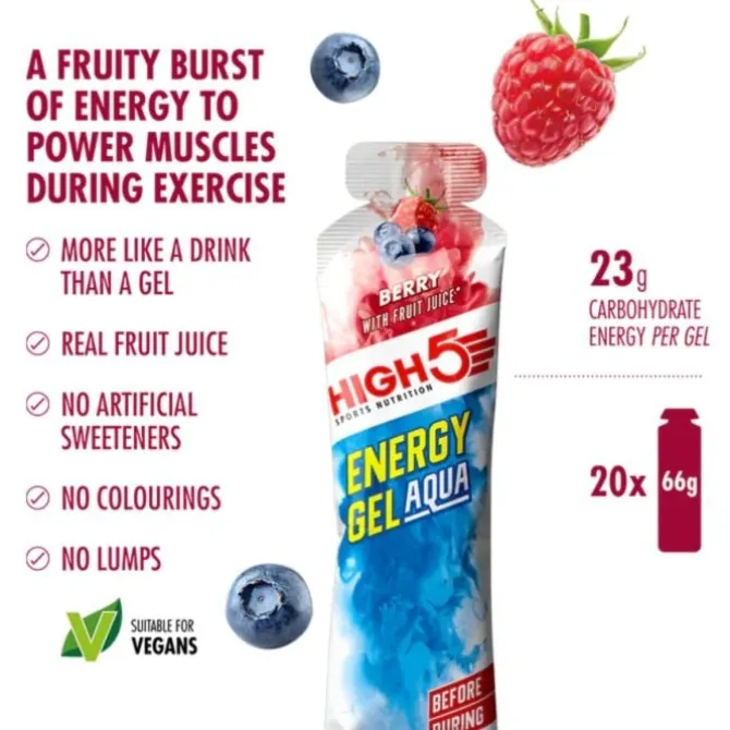 High5 Ravintolisät^Energy Gel Aqua Berry - Box 20x66g Valkoinen