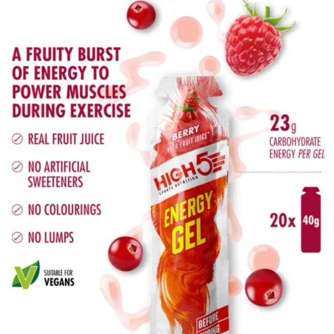 High5 Ravintolisät^Energy Gel Berry - Box 20x40g Valkoinen