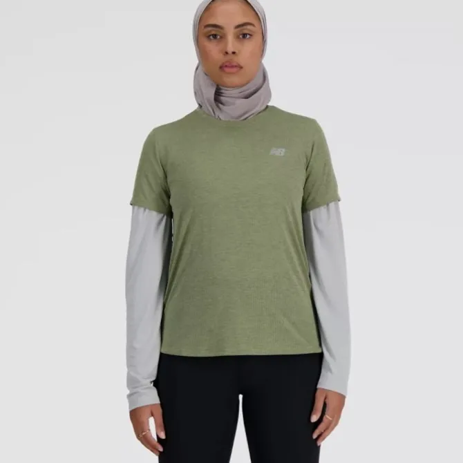 New Balance T-paidat Ja Pitkähihaiset^Athletics Short Sleeve Vihreä