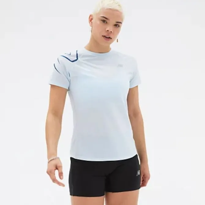 New Balance T-paidat Ja Pitkähihaiset^Printed Impact Run Short Sleeve Sininen