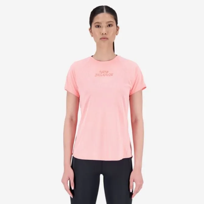 New Balance T-paidat Ja Pitkähihaiset^Printed Impact Run Short Sleeve Ruusu