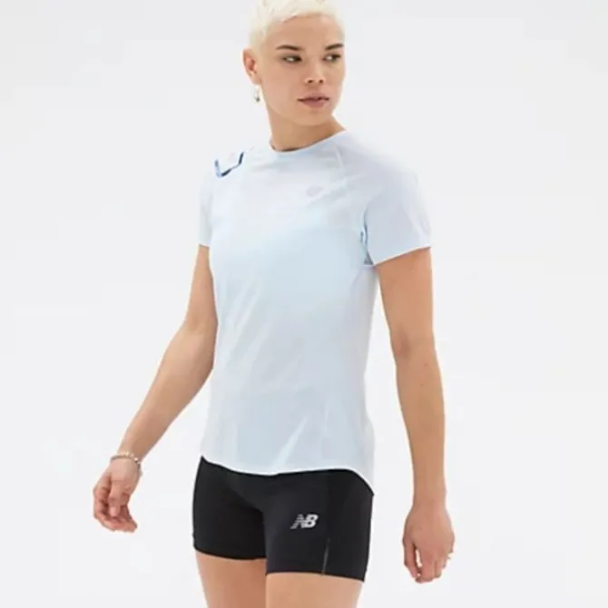 New Balance T-paidat Ja Pitkähihaiset^Printed Impact Run Short Sleeve Sininen