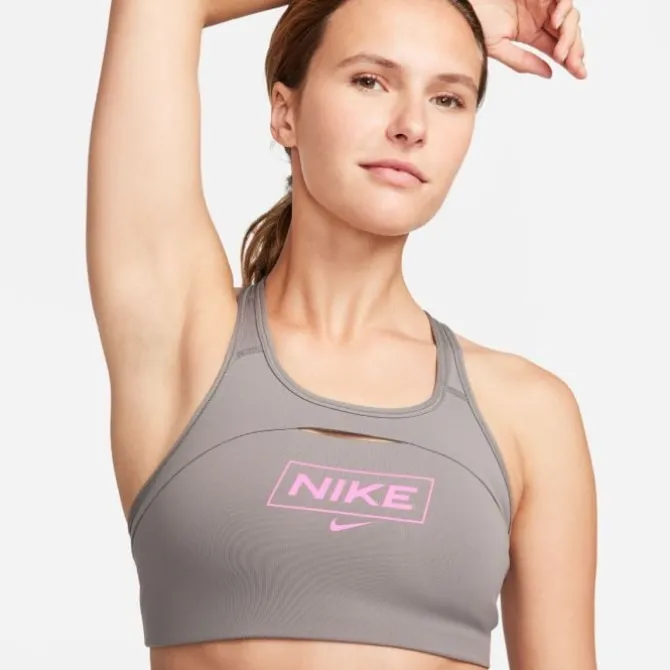 Nike Urheilurintaliivit^Dri Fit Swoosh Medium Support Bra Harmaa