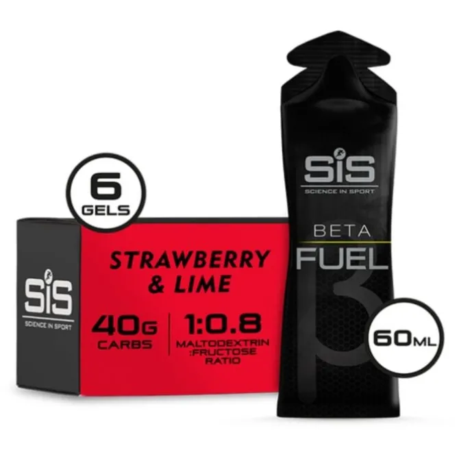 SIS Ravintolisät^Beta Fuel Gel 6x60ml. Strawberry/Lime Punainen